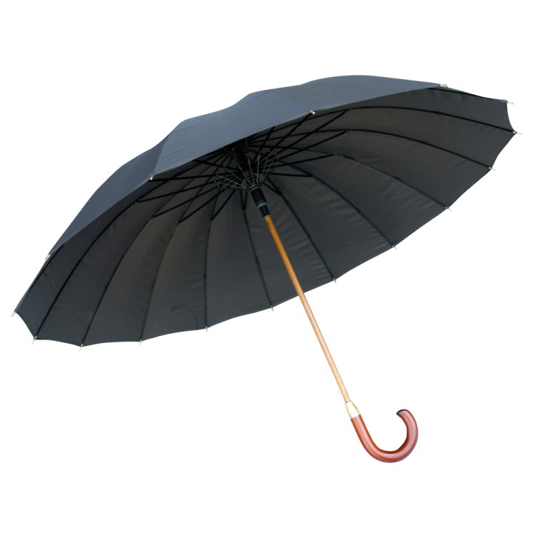 Ομπρέλα βροχής unisex με μπαστούνι αυτόματη R64cm polyester μαύρη TREND