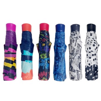 Ομπρέλα βροχής γυναικεία σπαστή 3s απλή R53cm taslon εμπριμέ TREND