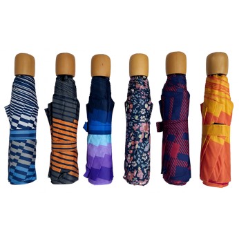 Ομπρέλα βροχής γυναικεία σπαστή 3s απλή R53cm polyester εμπριμέ TREND