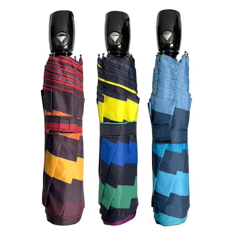 Ομπρέλα βροχής γυναικεία σπαστή 3s αυτόματη R55cm polyester ριγέ TREND