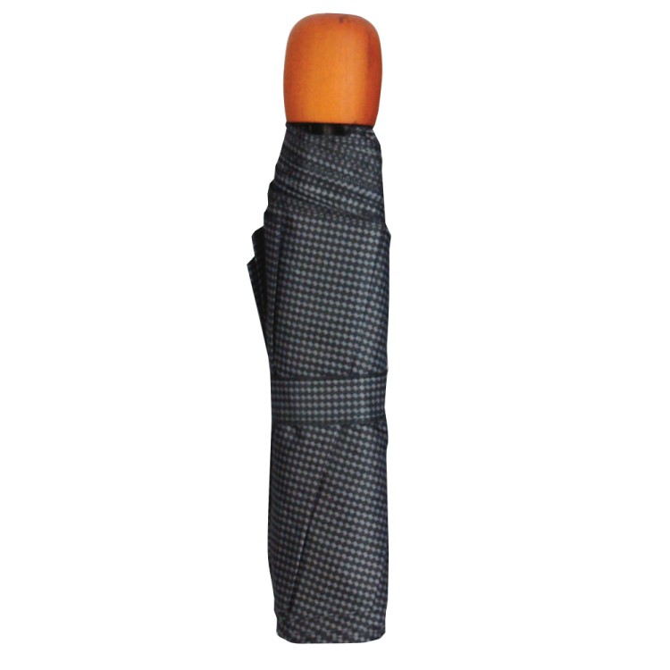 Ομπρέλα βροχής unisex σπαστή 3s απλή R53cm polyester γκρι καρό TREND