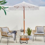 Ομπρέλα παραλίας 250cm 8 ακτίνες polyester cotton μπεζ makrame SOLART