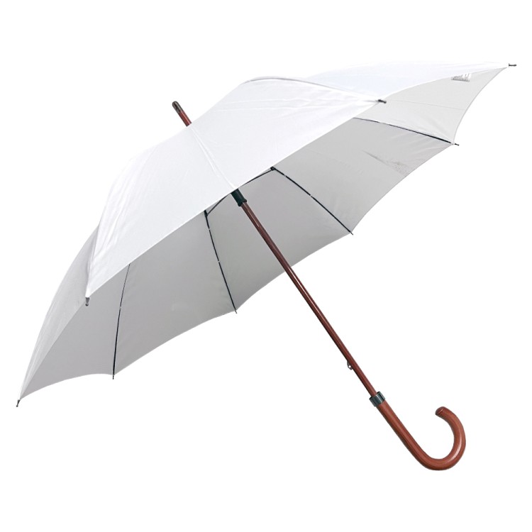 Ομπρέλα βροχής unisex με μπαστούνι απλή R58cm polyester λευκή CHANOS