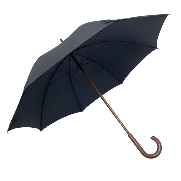 Ομπρέλα βροχής unisex με μπαστούνι απλή R58cm polyester μαύρη CHANOS