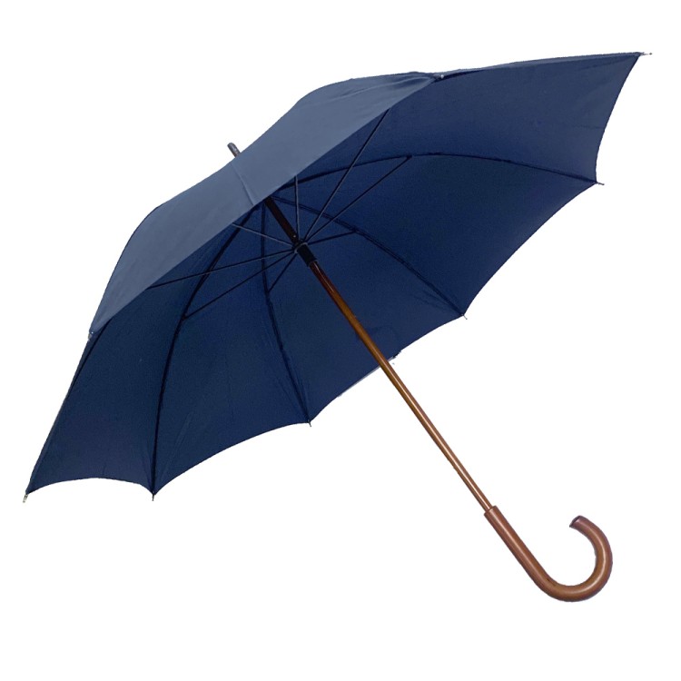 Ομπρέλα βροχής unisex με μπαστούνι απλή R58cm polyester ναυτικό μπλε CHANOS