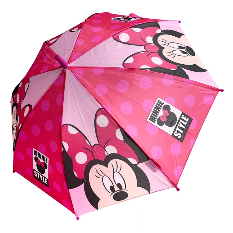 Ομπρέλα βροχής παιδική με μπαστούνι απλή R48cm polyester MINNIE Ομπρέλα βροχής παιδική με μπαστούνι απλή R48cm polyester MINNIE