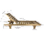 Ξαπλώστρα παραλίας 200x68x32cm ξύλο Σουηδικής πεύκης χωρίς βαφή