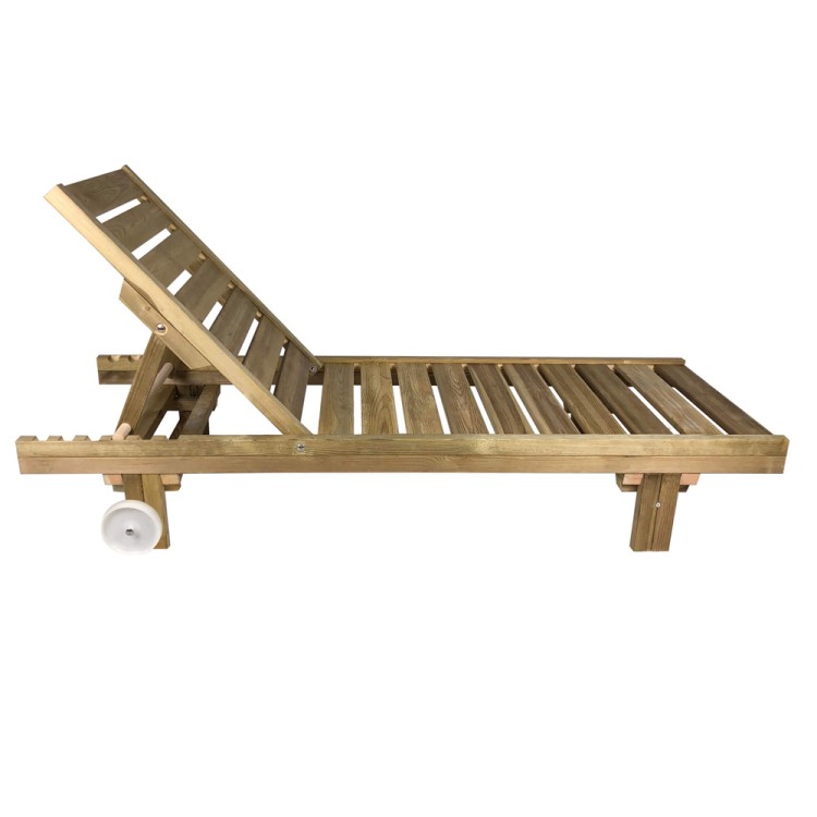 Ξαπλώστρα παραλίας 200x68x32cm ξύλο Σουηδικής πεύκης χωρίς βαφή με δύο ρόδες