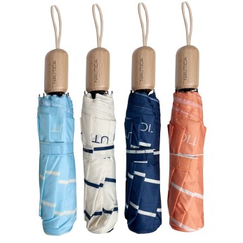 Ομπρέλα βροχής γυναικεία σπαστή 3s απλή R56cm polyester ριγέ NAUTICA
