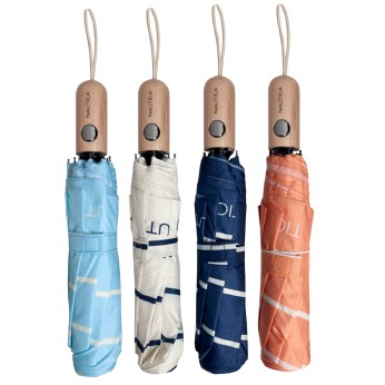 Ομπρέλα βροχής γυναικεία σπαστή 3s αυτόματη R56cm polyester ριγέ NAUTICA