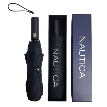 Ομπρέλα βροχής ανδρική σπαστή 3s αυτόματo α/κ R58cm polyester μαύρη NAUTICA