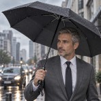 Ομπρέλα βροχής ανδρική σπαστή 3s αυτόματο α/κ R68cm polyester μαύρο GUY LAROCHE