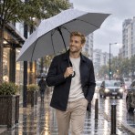Ομπρέλα βροχής unisex με μπαστούνι αυτόματη R67cm polyester μονόχρωμη GUY LAROCHE