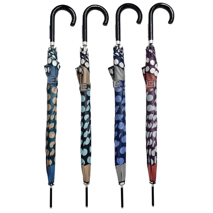 Ομπρέλα βροχής γυναικεία με μπαστούνι αυτόματη R58cm polyester πουά GUY LAROCHE