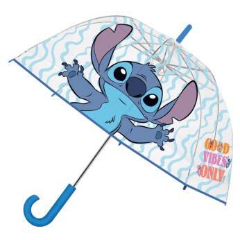 Ομπρέλα βροχής παιδική με μπαστούνι απλή R38cm POE LILO&STICH GOOD VIBES