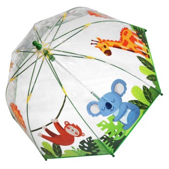 Ομπρέλα βροχής παιδική με μπαστούνι απλή R45cm POE ΖΩΑΚΙΑ